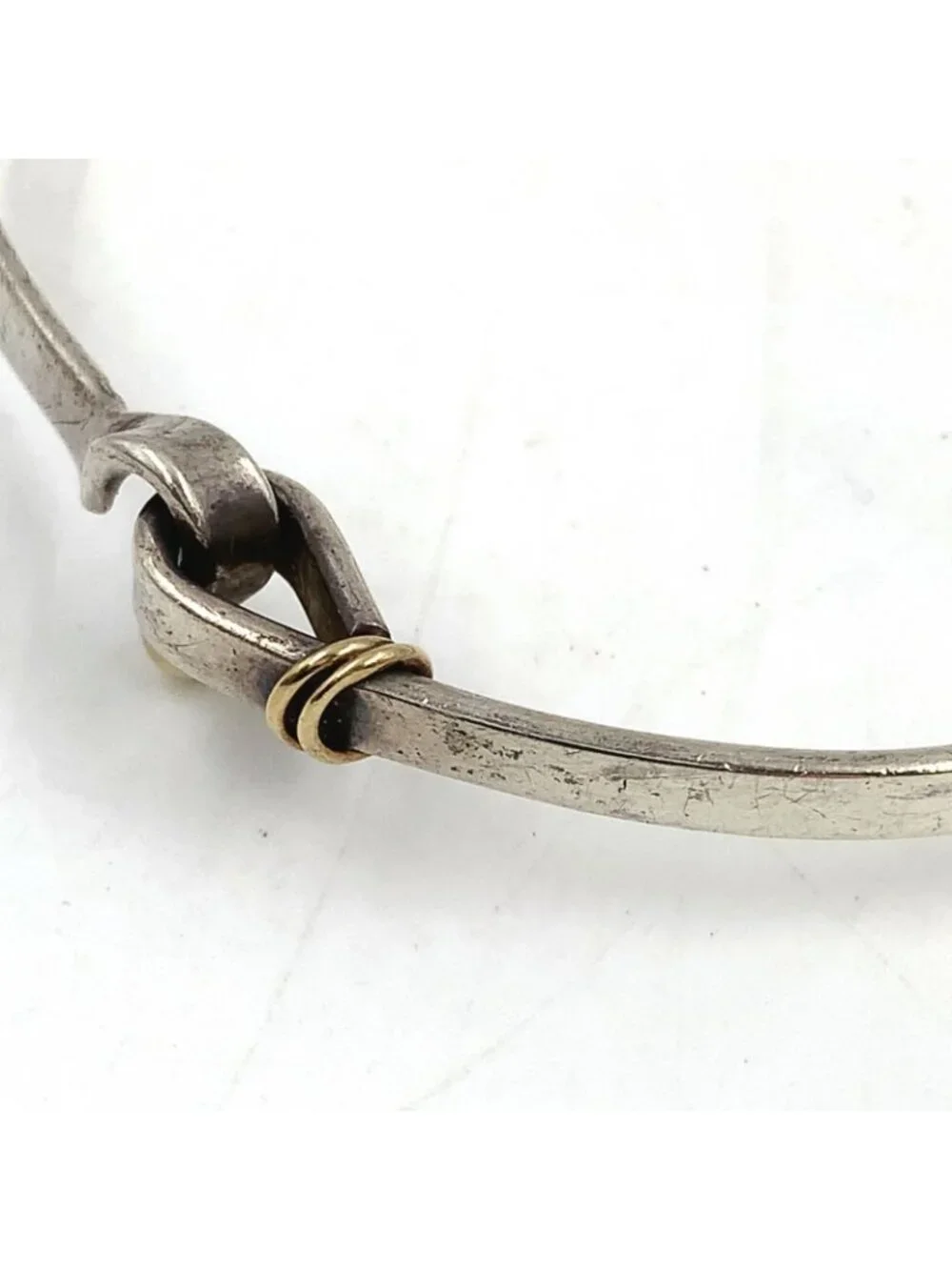Tiffany & Co Hook Eye Yellow Gold Silver Bangle Bracelet